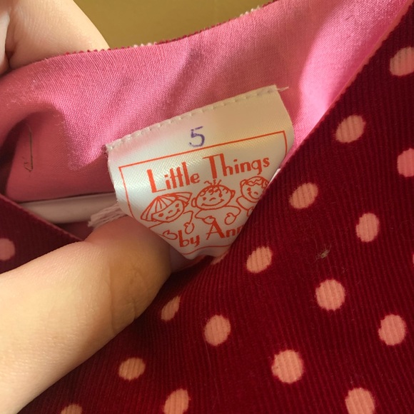 Vintage little things by Anna pink & red corduroy sleeveless semi formal dress - Picture 2 of 4